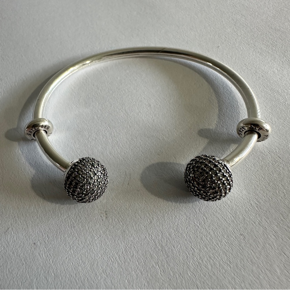 New Authentic Pandora Open Bangle Silver Pave Bal… - image 3